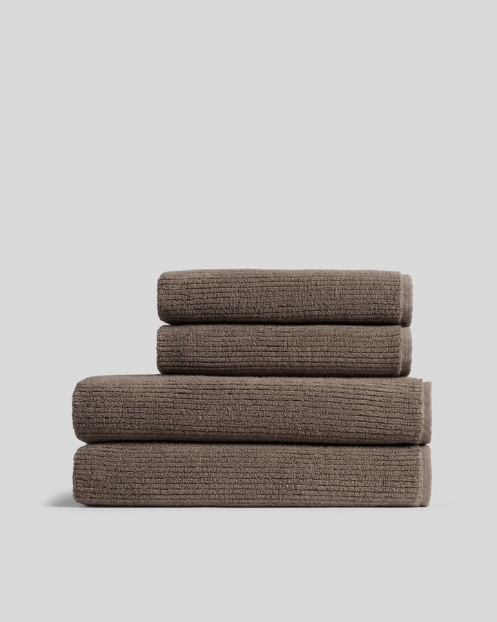 2+2 Soft Rib Bath Bundle - Warm Grey