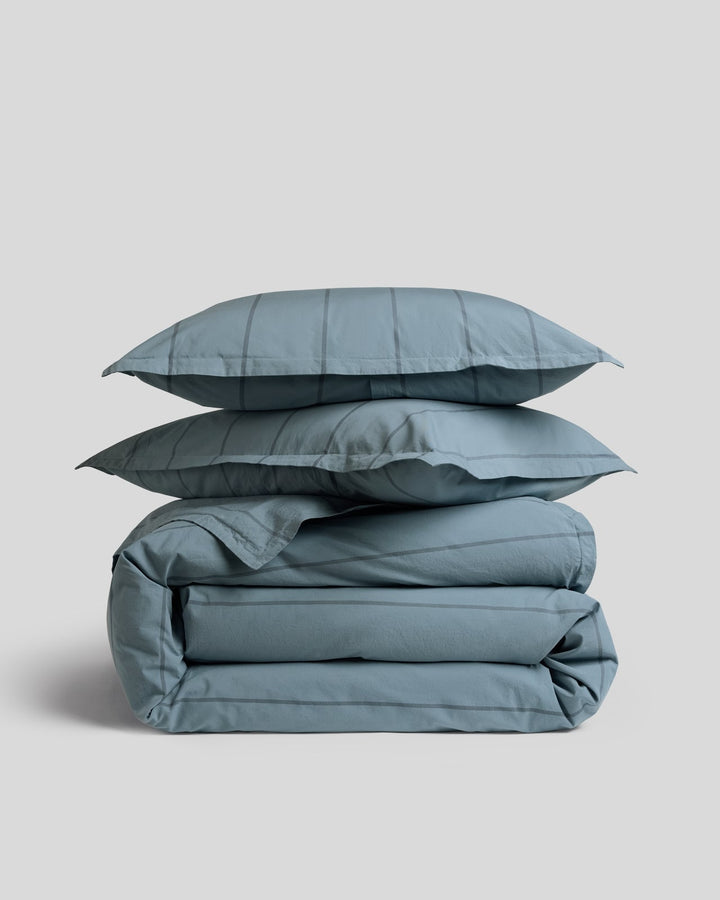 Percale Duvet Cover Set - Dusk Stripe F/Q